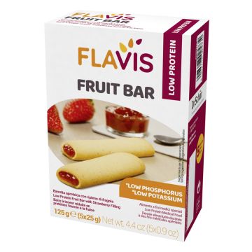 Flavis fruit bar barretta aproteica con ripieno di fragola 5 pezzi da 25 g